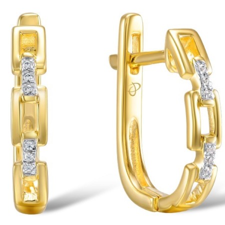 Sterling Silver w/ Yellow Plating Earrings White Cubic Zirconia (E309200WCZSY925)