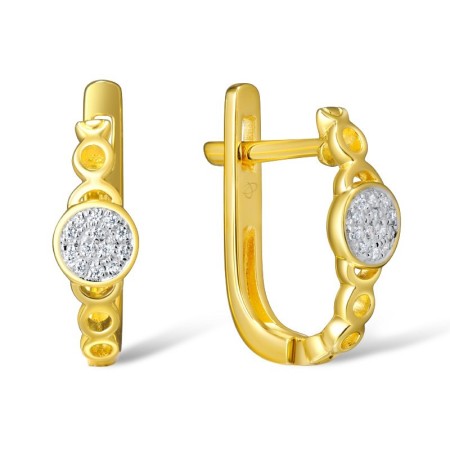 Sterling Silver w/ Yellow Plating Earrings White Cubic Zirconia (E309218WCZSY925)