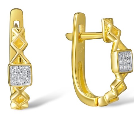 Sterling Silver w/ Yellow Plating Earrings White Cubic Zirconia (E309219WCZSY925)