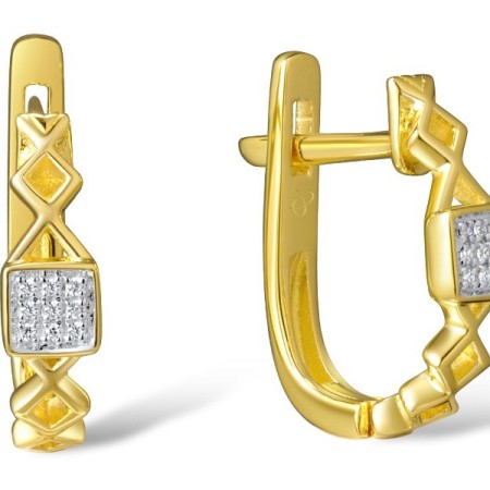 Sterling Silver w/ Yellow Plating Earrings White Cubic Zirconia (E309219WCZSY925)