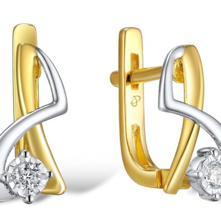 Sterling Silver w/ IONIC YELLOW PLATING Earrings White Cubic Zirconia (E309228WCZSP925)