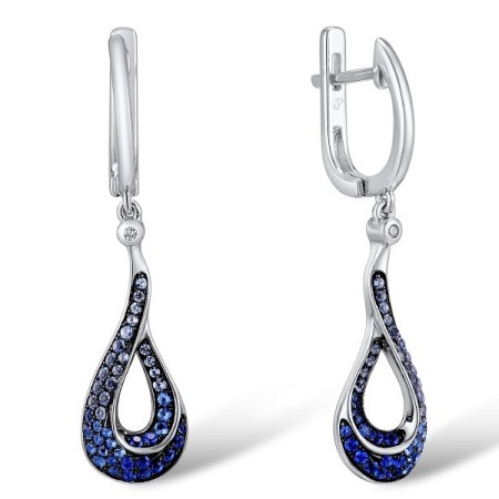 Sterling Silver Earrings Blue Spinel,White Cubic Zirconia (E309230BLZSL925)