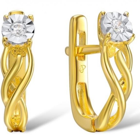 Sterling Silver w/ IONIC YELLOW PLATING Earrings White Cubic Zirconia (E309244WCZSP925)