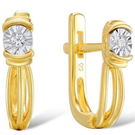 Sterling Silver w/ IONIC YELLOW PLATING Earrings White Cubic Zirconia (E309245WCZSP925)