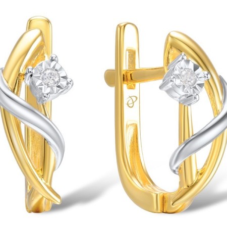 Sterling Silver w/ IONIC YELLOW PLATING Earrings White Cubic Zirconia (E309250WCZSP925)