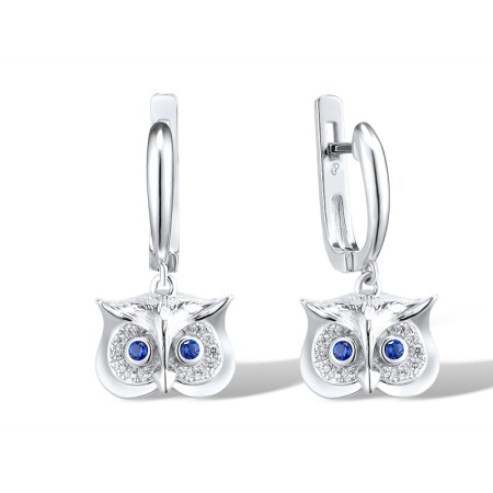 Sterling Silver Earrings Blue Nano Cubic Zirconia,White Cubic Zirconia (E309264BZZSL925)