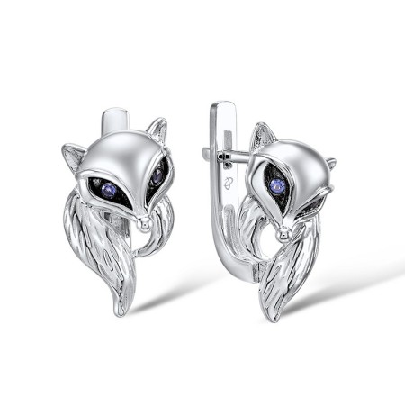 Sterling Silver w/ Black White Plating Earrings Blue Nano Cubic Zirconia (E309273BNZSK925)