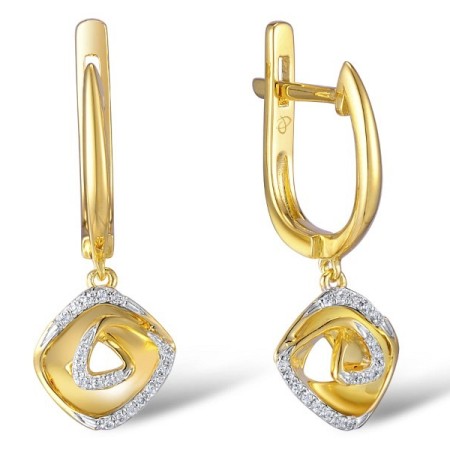 Sterling Silver w/ Yellow Plating Earrings White Cubic Zirconia (E309313WCZSY925)