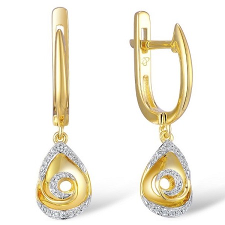 Sterling Silver w/ Yellow Plating Earrings White Cubic Zirconia (E309314WCZSY925)