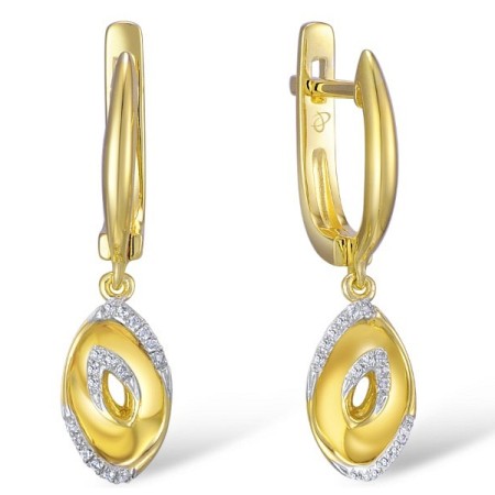 Sterling Silver w/ Yellow Plating Earrings White Cubic Zirconia (E309315WCZSY925)