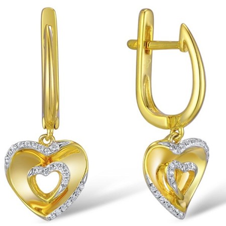 Sterling Silver w/ Yellow Plating Earrings White Cubic Zirconia (E309316WCZSY925)