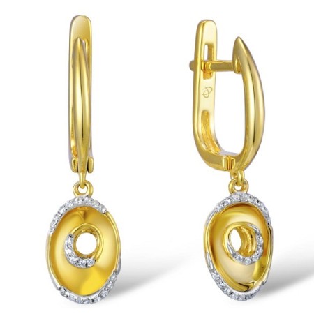 Sterling Silver w/ Yellow Plating Earrings White Cubic Zirconia (E309317WCZSY925)