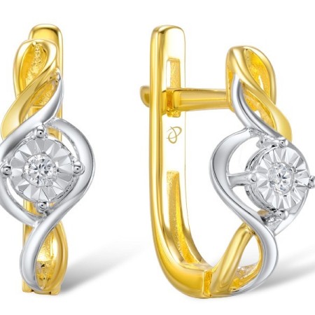 Sterling Silver w/ IONIC YELLOW PLATING Earrings White Cubic Zirconia (E309318WCZSP925)