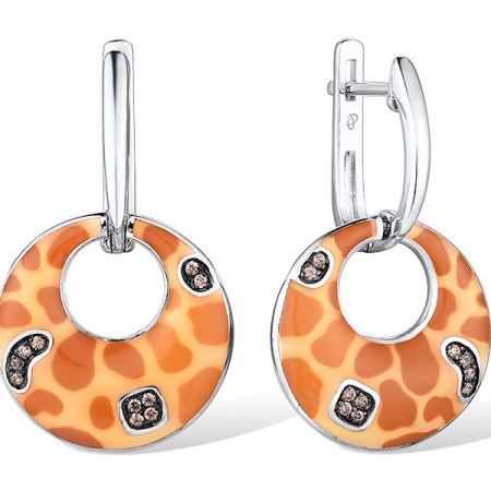 Sterling Silver Earrings Chocolate CZ,Enamel (E309319ENASL925)