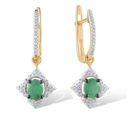 14KYWB Earrings Diamond,Emerald (E309371EMR14KYWB)