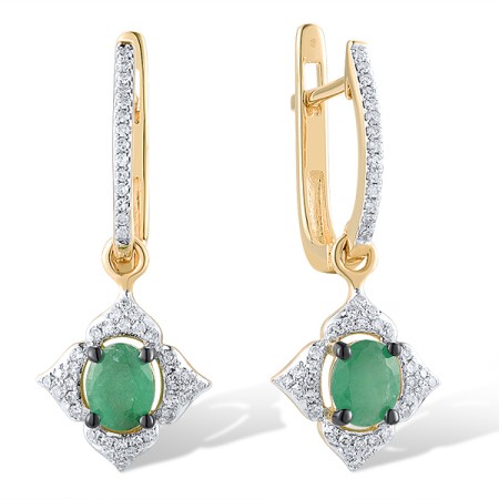 14KYWB Earrings Diamond,Emerald (E309371EMR14KYWB)