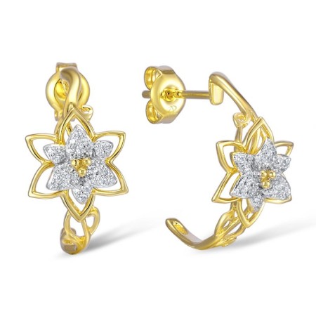 Sterling Silver w/ Yellow Plating Earrings White Cubic Zirconia (E309374WCZSY925)