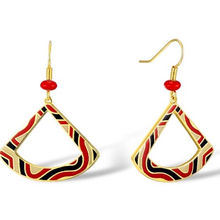 Brass w/ Yellow Gold Plating Earrings Enamel,Red Sea BamBoo Coral (E309392ENABRY)