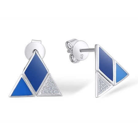 Sterling Silver Earrings Enamel,White Cubic Zirconia (E309415ENASL925)