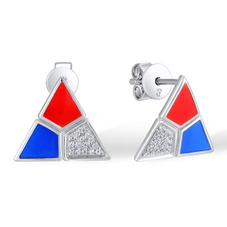 Sterling Silver Earrings Enamel,White Cubic Zirconia (E309416ENASL925)