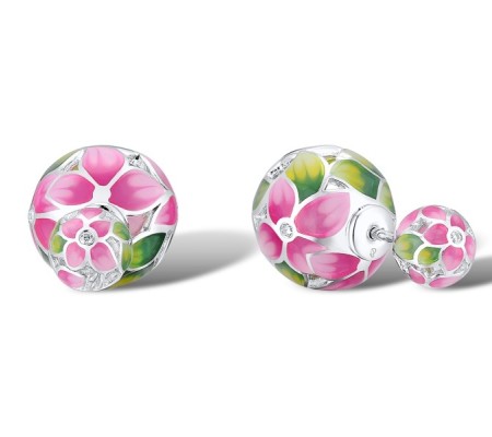 Sterling Silver Earrings Enamel,White Cubic Zirconia (E309420ENA1SL925)
