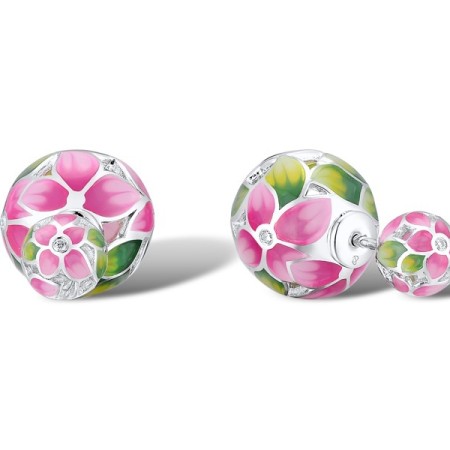 Sterling Silver Earrings Enamel,White Cubic Zirconia (E309420ENA1SL925)