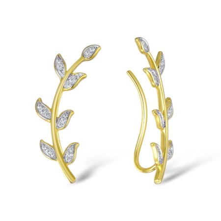 Sterling Silver w/ Yellow Plating Earrings White Cubic Zirconia (E309431WCZSY925)