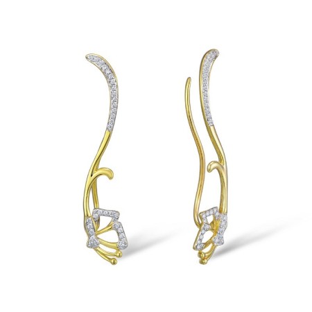 Sterling Silver w/ Yellow Plating Earrings White Cubic Zirconia (E309437WCZSY925)