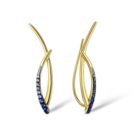 Sterling Silver w/ Yellow Plating Earrings Blue Spinel (E309441BLNSY925)