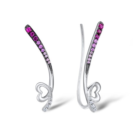 Sterling Silver w/ Black White Plating Earrings Created Pink Sapphire,Created Ruby,Created white sapphire (E309444CPRWSK925)