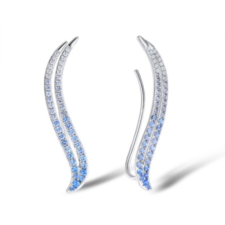 Sterling Silver Earrings Blue Spinel,White Cubic Zirconia (E309445BLZSL925)