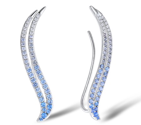 Sterling Silver Earrings Blue Spinel,Created white sapphire (E309445BSSSL925)