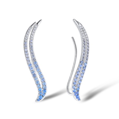 Sterling Silver Earrings Blue Spinel,Created white sapphire (E309445BSSSL925)