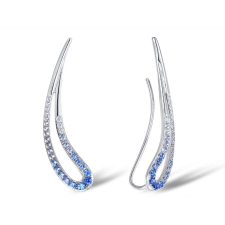 Sterling Silver Earrings Blue Spinel,White Cubic Zirconia (E309446BLZSL925)