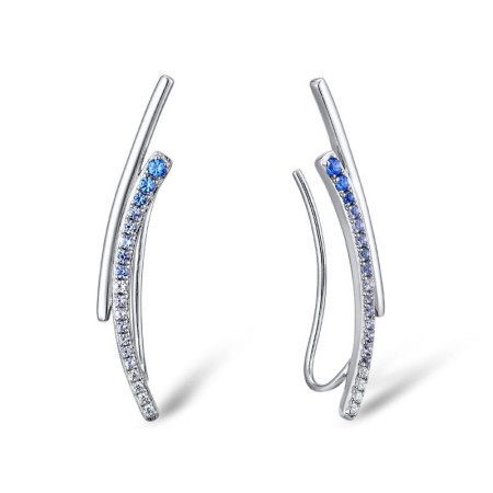 Sterling Silver Earrings Blue Spinel,White Cubic Zirconia (E309447BLZSL925)