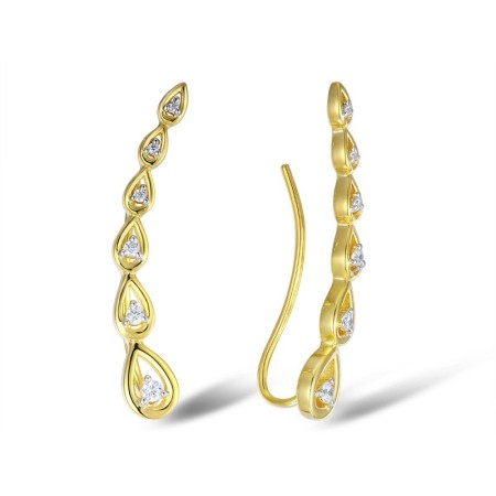 Sterling Silver w/ Yellow Plating Earrings White Cubic Zirconia (E309449WCZSY925)