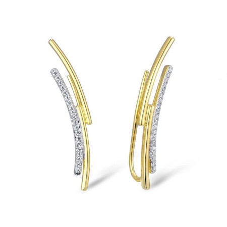 Sterling Silver w/ Yellow Plating Earrings White Cubic Zirconia (E309450WCZSY925)