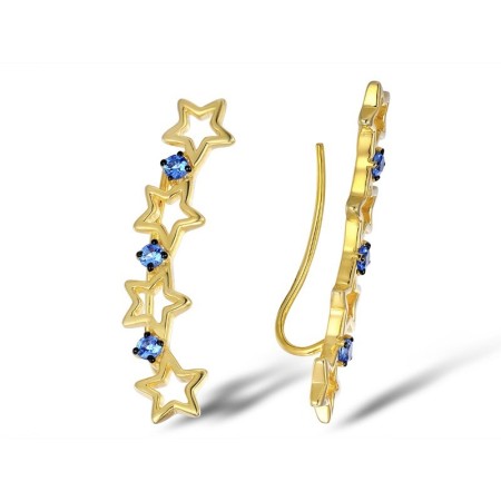 Sterling Silver w/ Yellow Plating Earrings Blue Spinel (E309454BLNSY925)