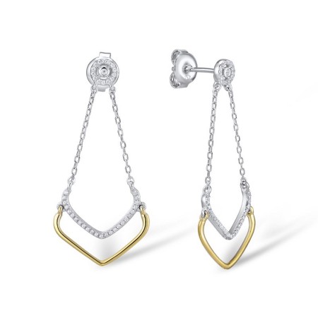 Sterling Silver w/ IONIC YELLOW PLATING Earrings White Cubic Zirconia (E309563WCZSP925)