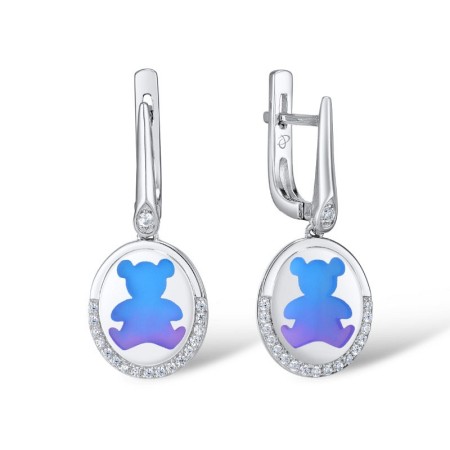 Sterling Silver Earrings Enamel,White Cubic Zirconia (E309576ENASL925)