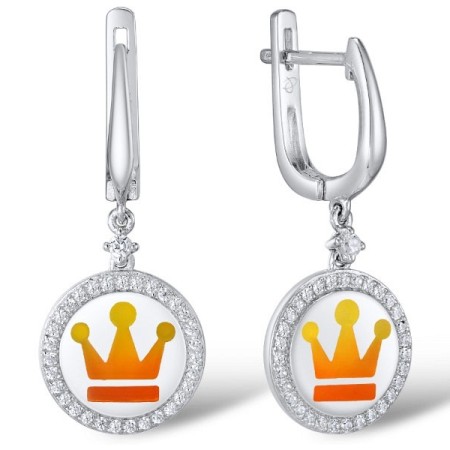 Sterling Silver Earrings Enamel,White Cubic Zirconia (E309577ENASL925)