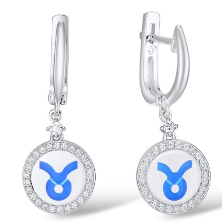 Sterling Silver Earrings Enamel,White Cubic Zirconia (E309580ENASL925)