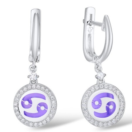 Sterling Silver Earrings Enamel,White Cubic Zirconia (E309581ENASL925)