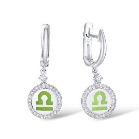 Sterling Silver Earrings Enamel,White Cubic Zirconia (E309585ENASL925)