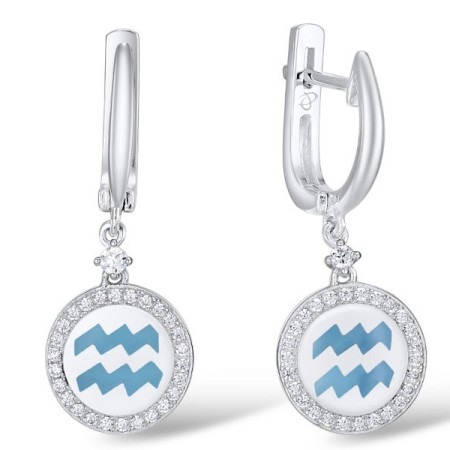 Sterling Silver Earrings Enamel,White Cubic Zirconia (E309589ENASL925)