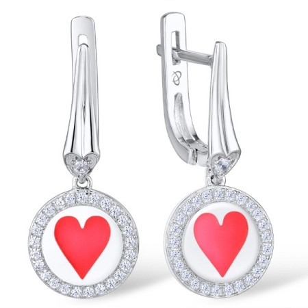 Sterling Silver Earrings Enamel,White Cubic Zirconia (E309591ENASL925)