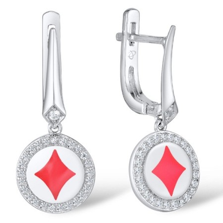 Sterling Silver Earrings Enamel,White Cubic Zirconia (E309592ENASL925)