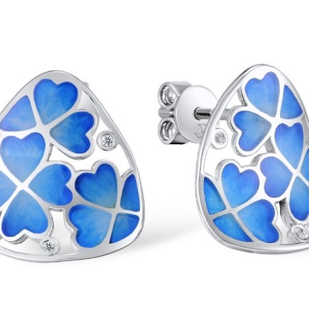 Sterling Silver Earrings Enamel,White Cubic Zirconia (E309601ENASL925)