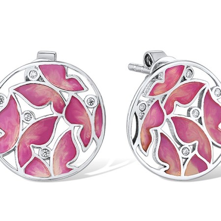 Sterling Silver Earrings Enamel,White Cubic Zirconia (E309602ENASL925)