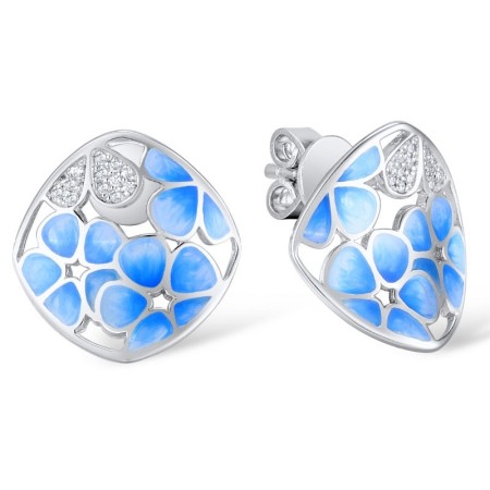 Sterling Silver Earrings Enamel,White Cubic Zirconia (E309603ENASL925)